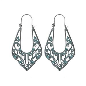 Bohemian filagree patina hook dangle earrings